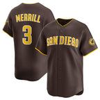 SD.Padres #3 Jackson Merrill Brown 2024 Away Limited Stitched Jersey