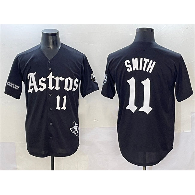 H.Astros #11 Cam Smith Black Gothic Houston Born Barrio Raised Limited Stitched Jersey