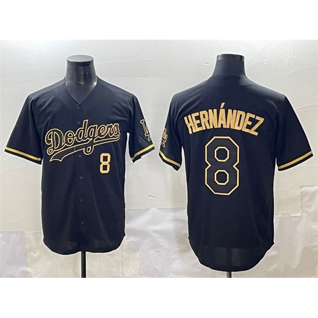 LA.Dodgers #8 Enrique Hernandez Black Gold Limited 2 Stitched Jersey