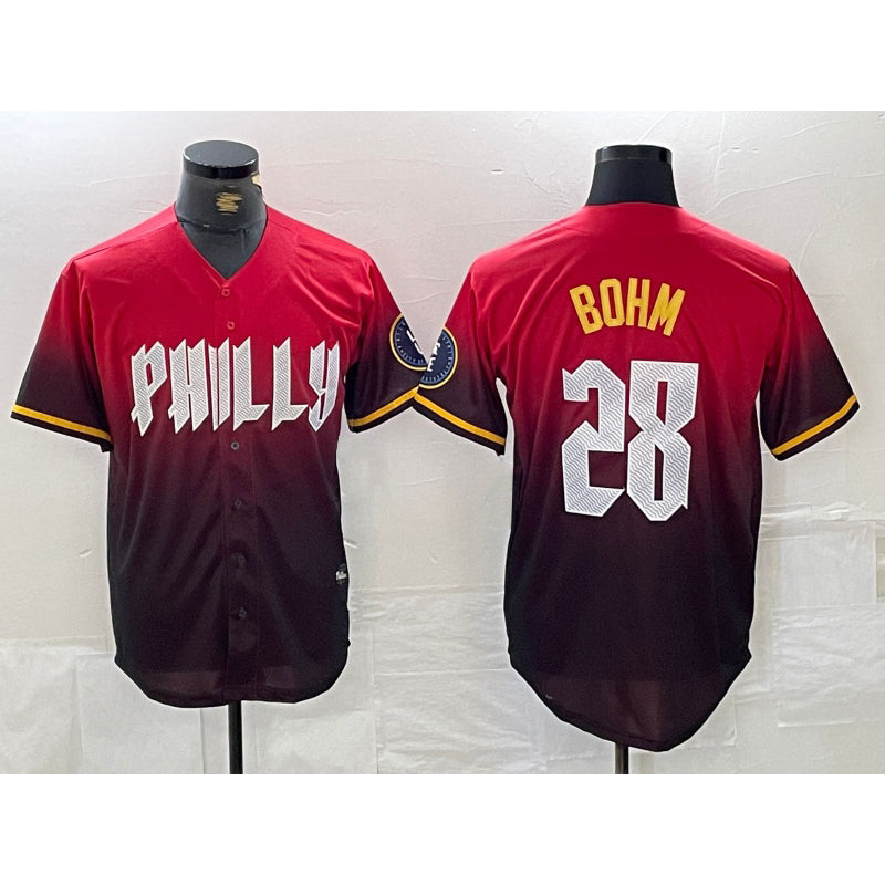 P.Phillies #28 Alec Bohm Number Red 2024 City Cool Base Jersey