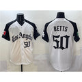 LA.Dodgers #50 Mookie Betts White Black Mexico 2025 LA Gothic Style With Fernando Patch Vapor Premier Limited Stitched Jersey