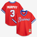 A.Braves #3 Dale Murphy Mitchell & Ness Scarlet Authentic Batting Practice Jersey