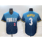 P.Phillies #3 Bryce Harper Number Blue 2024 City Connect Limited 2 Stitched Jersey