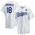LA.Dodgers #18 Yoshinobu Yamamoto White 2024 World Series Cool Base Stitched Jersey