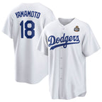 LA.Dodgers #18 Yoshinobu Yamamoto White 2024 World Series Cool Base Stitched Jersey