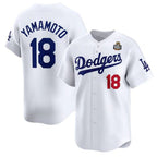 LA.Dodgers #18 Yoshinobu Yamamoto White 2024 World Series Home Limited Stitched Jersey
