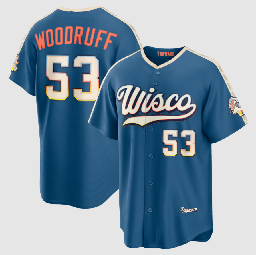 M.Brewers #53 Brandon Woodruff Mineral Blue 2026 City Connect Stadium Jersey