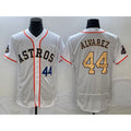 H.Astros #44 Yordan Alvarez Number 2023 White Gold World Serise CHmpions Patch Flex Base 3 Stitched Jersey
