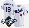 LA.Dodgers #18 Yoshinobu Yamamoto White 2025 World Series Home Limited Stitched Jersey