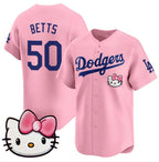 LA.Dodgers #50 Mookie Betts Pink 2025 Hello Kitty Vapor Limited Stitched Jersey