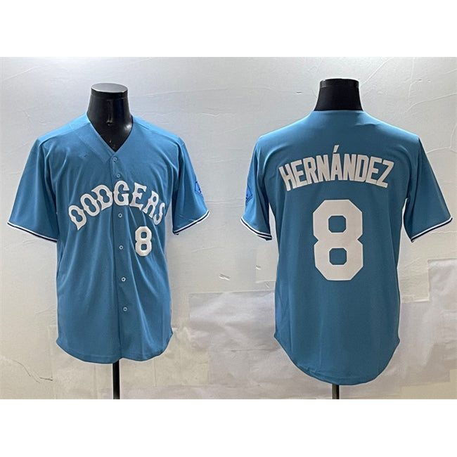 LA.Dodgers #8 Enrique Hernandez Light Blue Limited Stitched Jersey