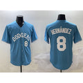 LA.Dodgers #8 Enrique Hernandez Light Blue Limited Stitched Jersey