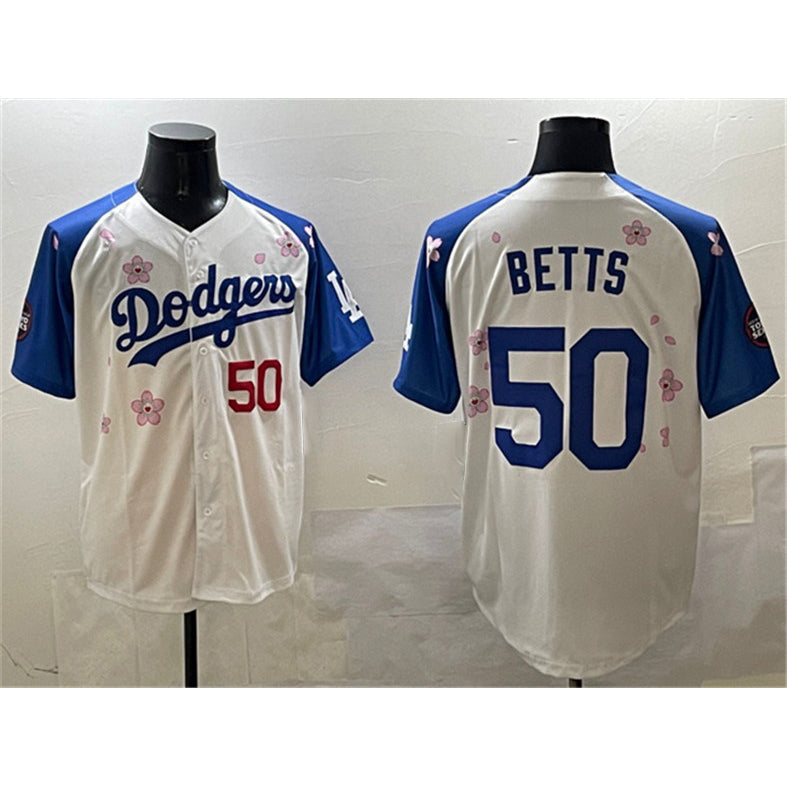 LA.Dodgers #50 Mookie Betts White Royal 2025 Tokyo Series Limited Stitched Jersey