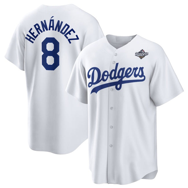 LA.Dodgers #8 Enrique Hernandez White 2025 World Series Home Cool Base Stitched Jersey