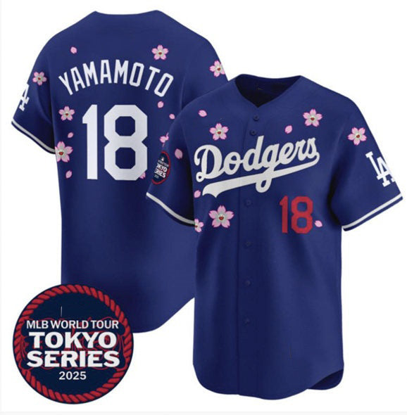 LA.Dodgers #18 Yoshinobu Yamamoto Royal 2025 Tokyo Series Limited Stitched Jersey