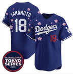 LA.Dodgers #18 Yoshinobu Yamamoto Royal 2025 Tokyo Series Limited Stitched Jersey