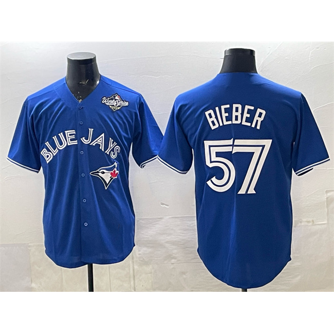 TB.Jays #57 Shane Bieber Royal 2025 World Series Cool Base Stitched Jersey