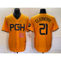 P.Pirates #21 Roberto Clemente Number Gold 2023 City Connect 3 Stitched Jersey
