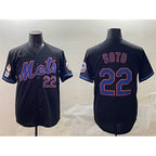 NY.Mets #22 Juan Soto Black 2025 Spring Training Cool Base Stitched Jersey