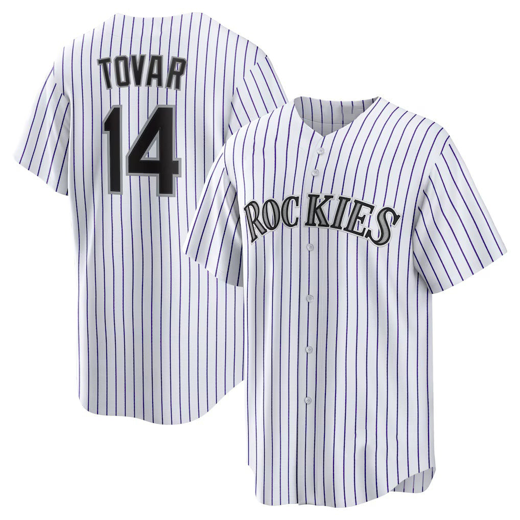 C.Rockies #14 Ezequiel Tovar White Home Replica Jersey