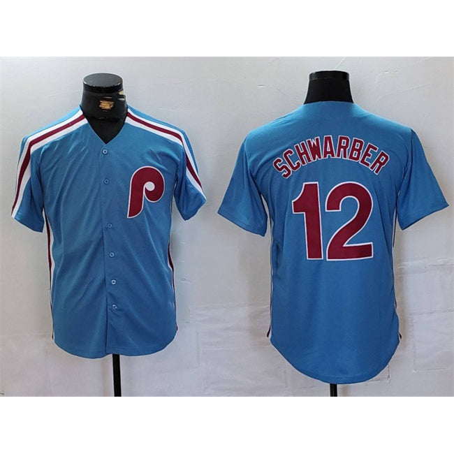 P.Phillies #12 Kyle Schwarber Blue Cool Base Stitched Jersey