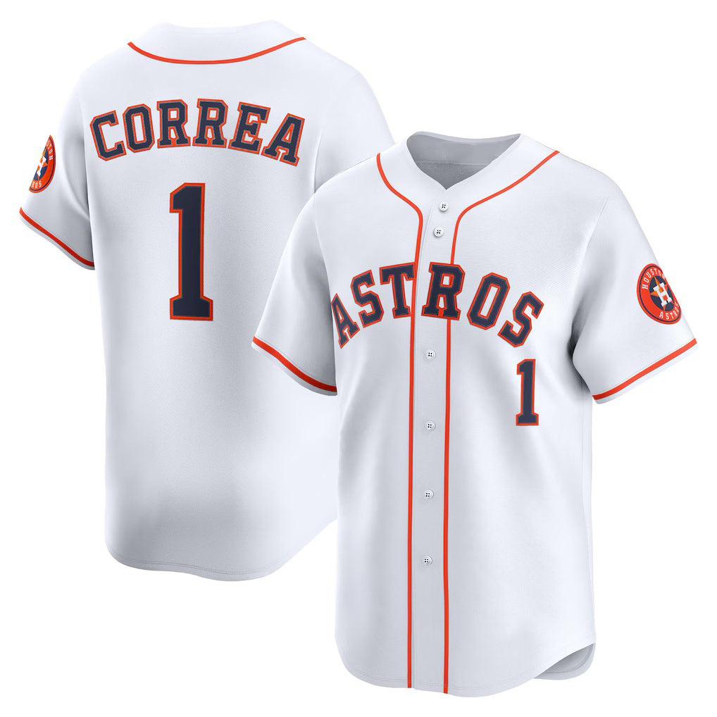 H.Astros #1 Carlos Correa White Home Limited Player Jersey