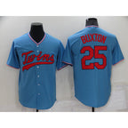 M.Twins #25 Byron Buxton Light Blue Pullover Throwback Cooperstown Jersey