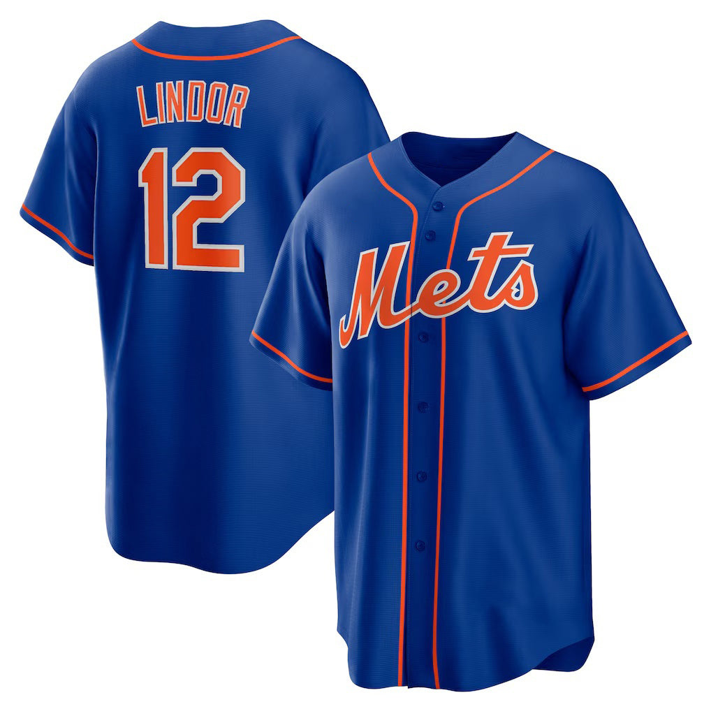 NY.Mets #12 Francisco Lindor Royal Big & Tall Alternate Replica Player Jersey