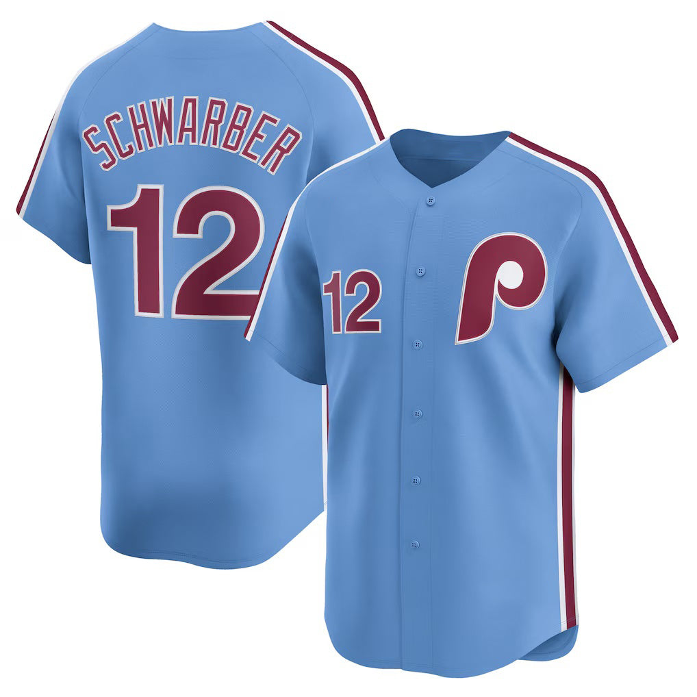 P.Phillies #12 Kyle Schwarber Light Blue Alternate Limited Jersey