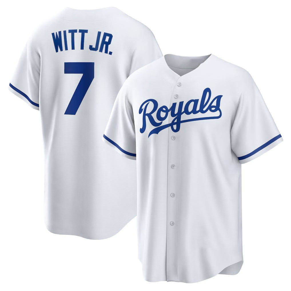 KC.Royals #7 Bobby Witt Jr.White Home Replica Player Jersey