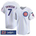 C.Cubs #7 Dansby Swanson White Pinstripe 'Ryne Sandberg Tribute' Vapor Limited V3 Stitched Jersey