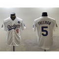 LA.Dodgers #5 Freddie Freeman White Gold 2024 World Series With No. 34 Patch Home Limited Stitched Jersey