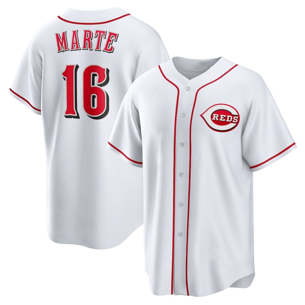 C.Reds #16 Noelvi Marte White Home Replica Jersey
