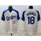 LA.Dodgers #18 Yoshinobu Yamamoto Number White Blue Fashion Stitched Cool Base 3 Limited Jersey