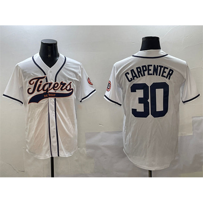 D.Tigers #30 Kerry Carpenter White With Patch Cool Base Stitched Jersey