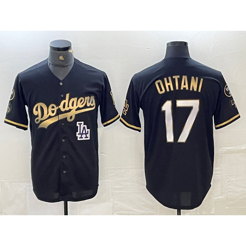 LA.Dodgers #17 Shohei Ohtani Black Gold Stitched Cool 2 Base Jersey