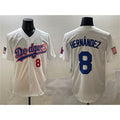 LA.Dodgers #8 Enrique Hernandez White With American Flag Patch Limited Stitched Jersey