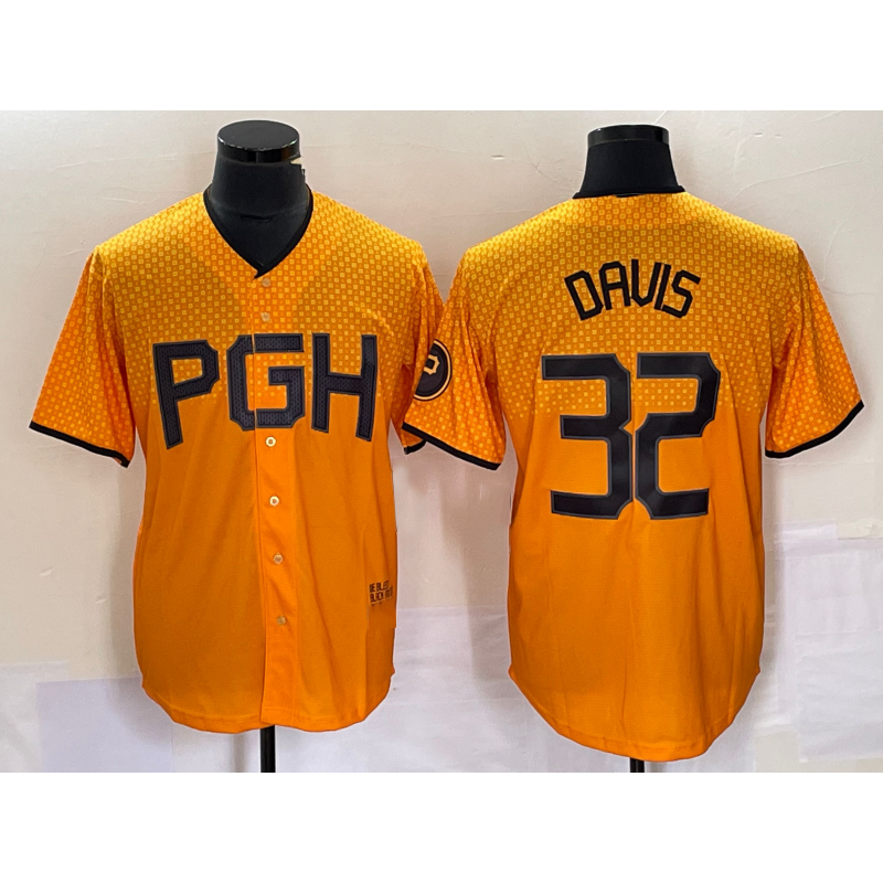 P.Pirates #32 Henry Davis Yellow 2023 City Connect 2 Stitched Jersey