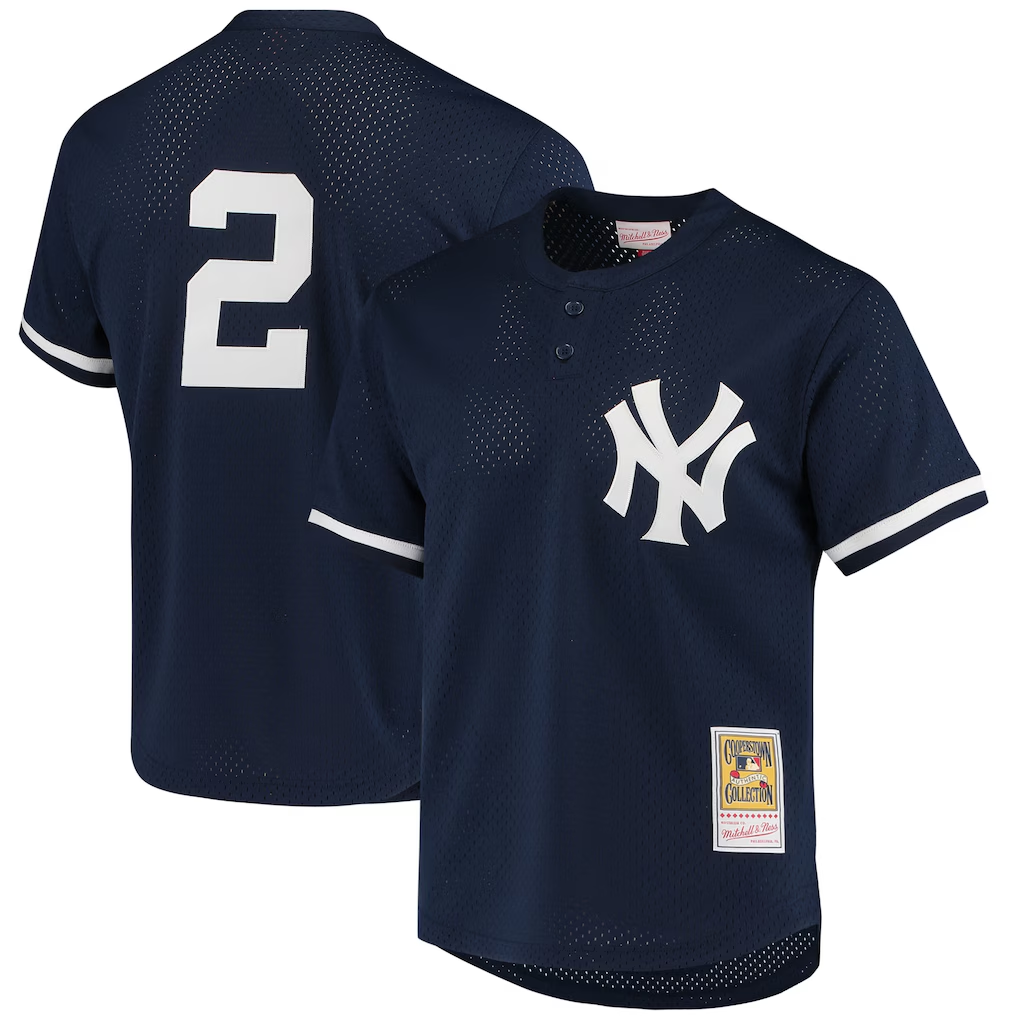 NY.Yankees #2 Derek Jeter Mitchell & Ness Navy Authentic Batting Practice Jersey