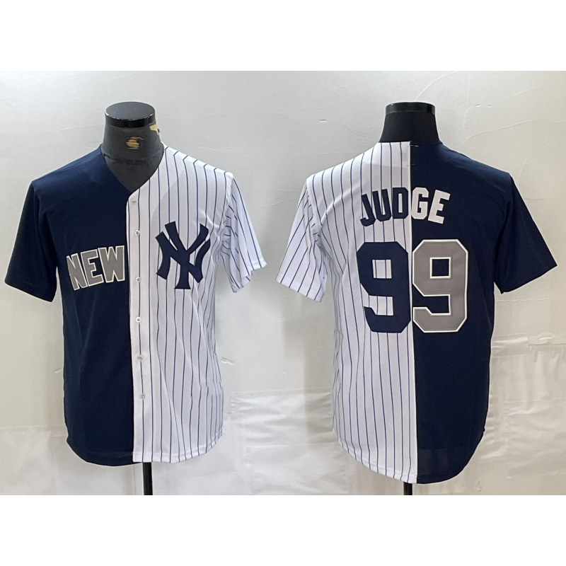 NY.Yankees #99 Aaron Judge Navy White Split Stitched  Jersey
