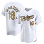 LA.Dodgers #18 Yoshinobu Yamamoto White 2025 Gold Collection Limited Stitched Jersey