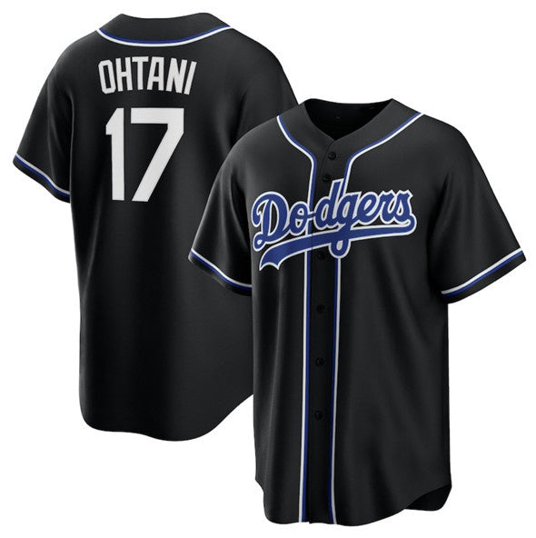 LA.Dodgers #17 Shohei Ohtani Black Lights Out Limited Stitched Jersey