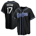 LA.Dodgers #17 Shohei Ohtani Black Lights Out Limited Stitched Jersey