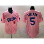 LA.Dodgers #5 Freddie Freeman Pink 2025 Tokyo Series Limited Stitched Jersey