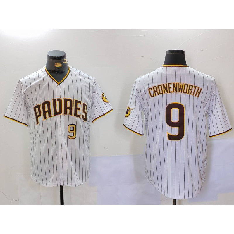 SD.Padres #9 Jake Cronenworth White Team Logo Stitched Cool Base Jersey