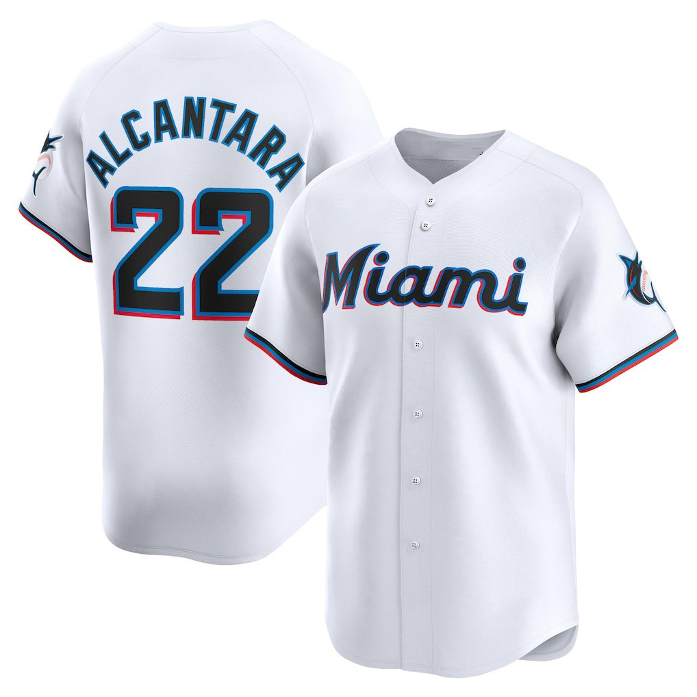 M.Marlins #22 Sandy Alcantara White Home Limited Player Jersey