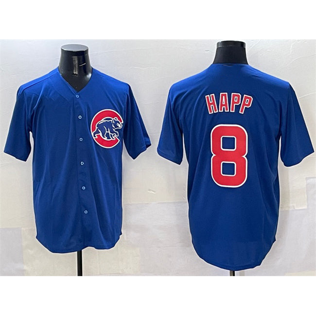 C.Cubs #8 Ian Happ Royal Cool Base Stitched Jersey