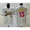 SD.Padres #13 Manny Machado White Pinstripe 2023 City Connect Cool Base Stitched Jersey