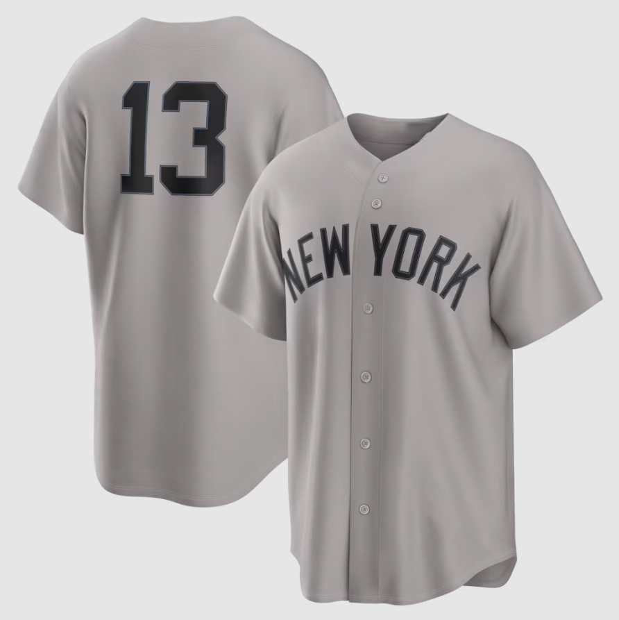 NY.Yankees #13 Jazz Chisholm Jr. Gray Road Replica Jersey
