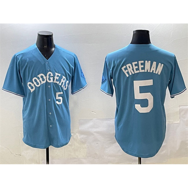 LA.Dodgers #5 Freddie Freeman Light Blue Limited Stitched Jersey